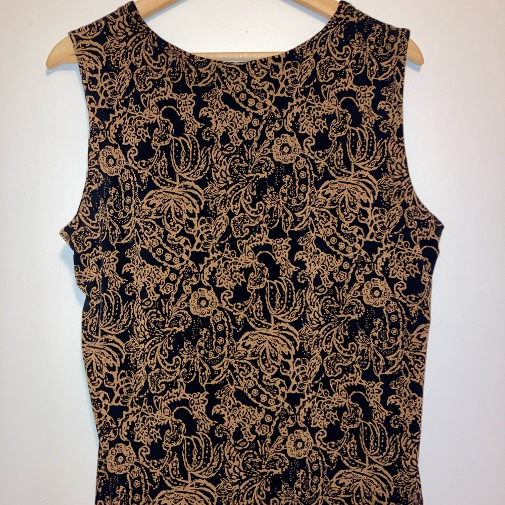 TanJay Black and Tan Paisley Patterned Tank